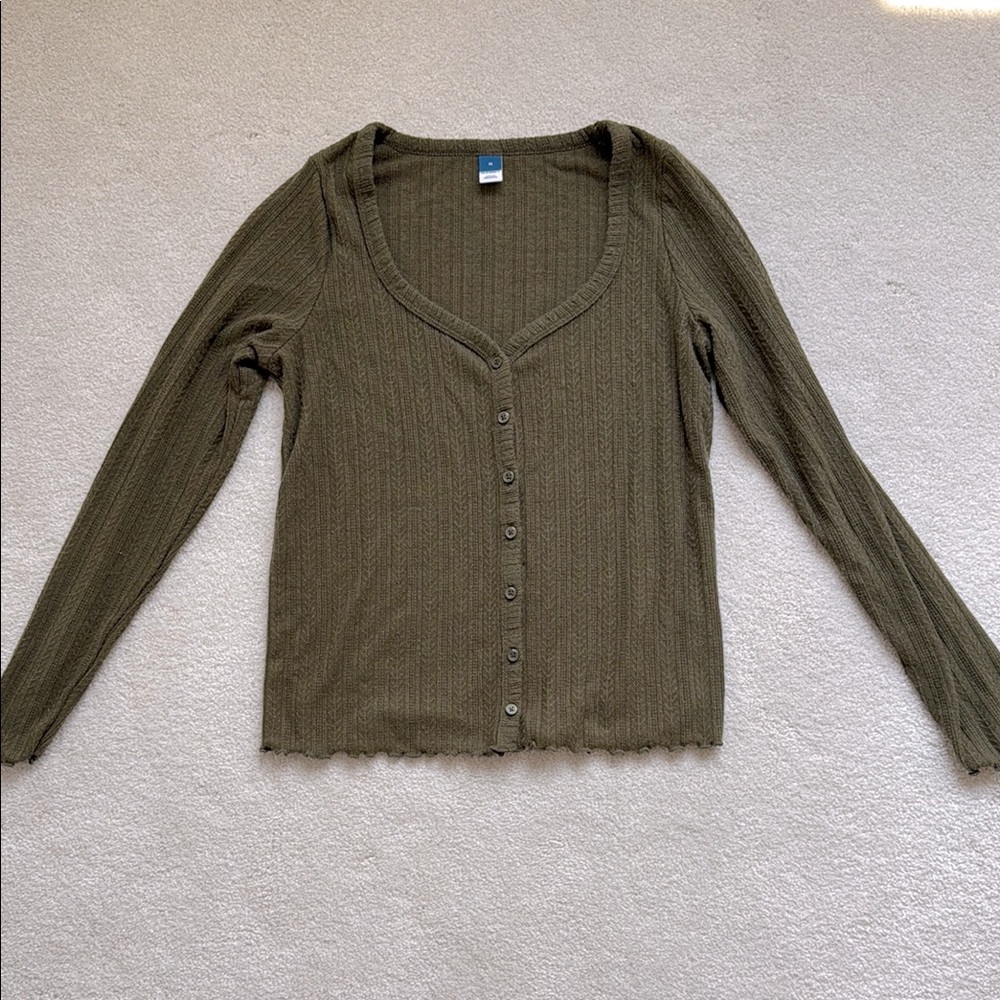 Old Navy Olive Green Chic Long Sleeve Top - Picture 2 of 4